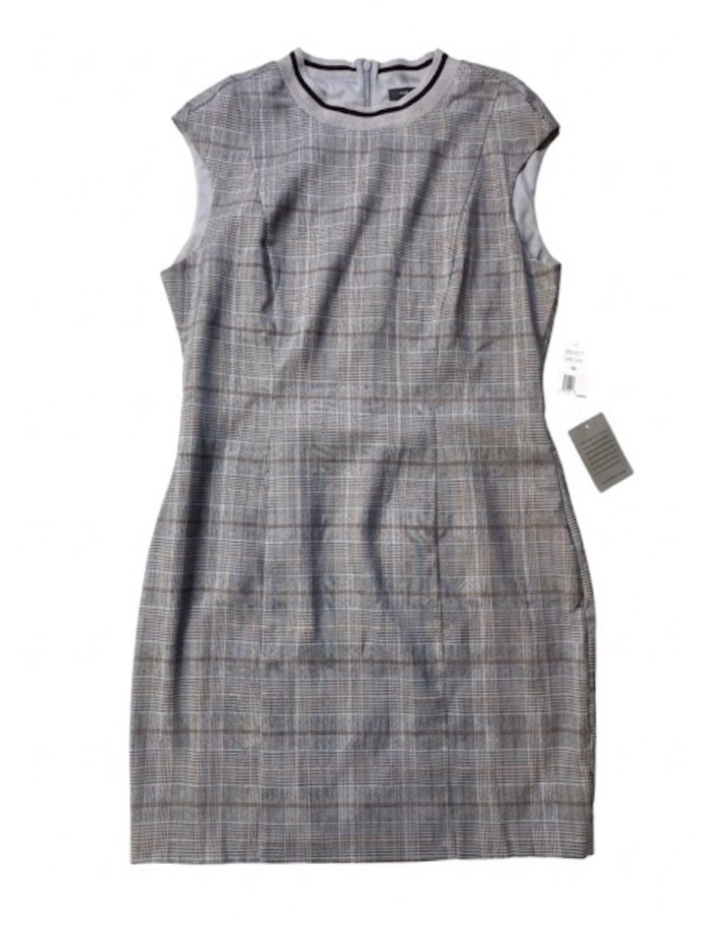 Alexia Admor Dress XL Gray Plaid Sheath Sleeveless Work Office Career Stretch